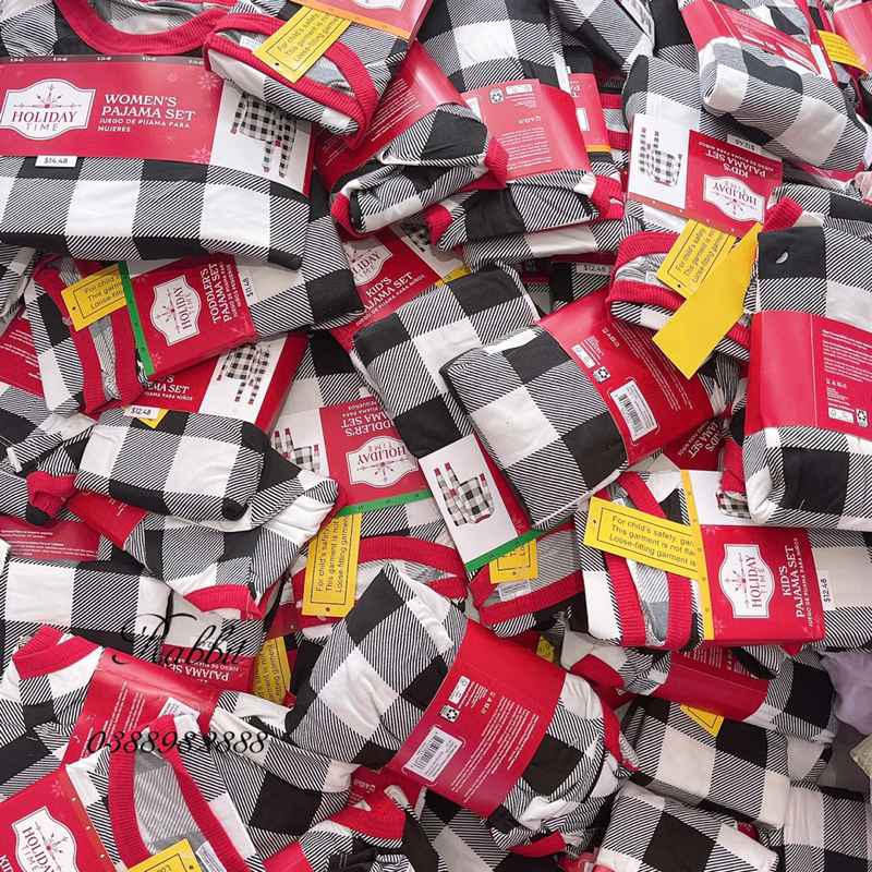 Bộ thun caro đen ghi Holiday-HÀNG SALE KHÔNG ĐỔI TRẢ