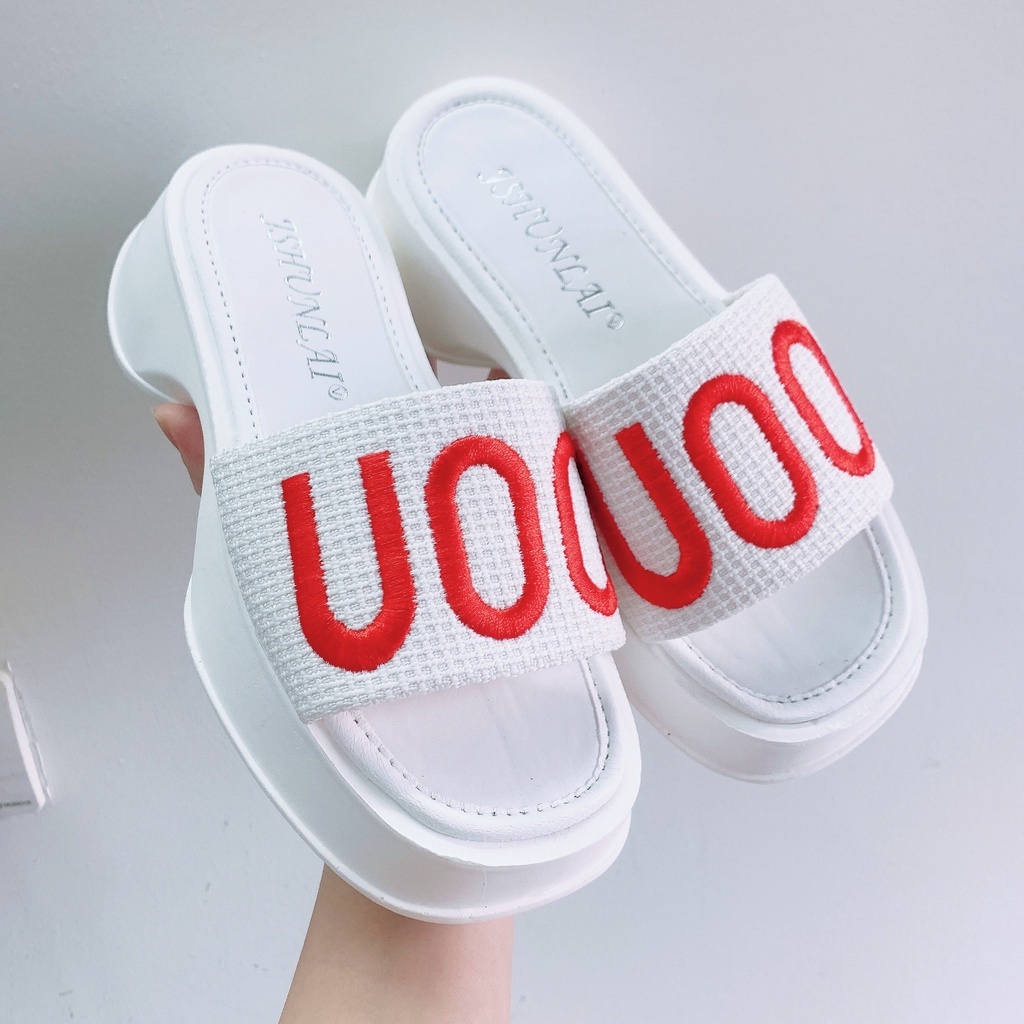 Dép thời trang nữ quai ngang COLECTION phiên bản mới, dép đế bánh mì chất vải dạ mềm cao 5cm