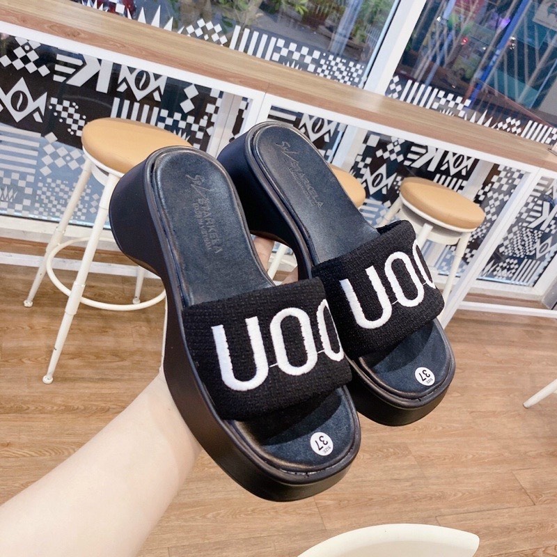 Dép thời trang nữ quai ngang COLECTION phiên bản mới, dép đế bánh mì chất vải dạ mềm cao 5cm