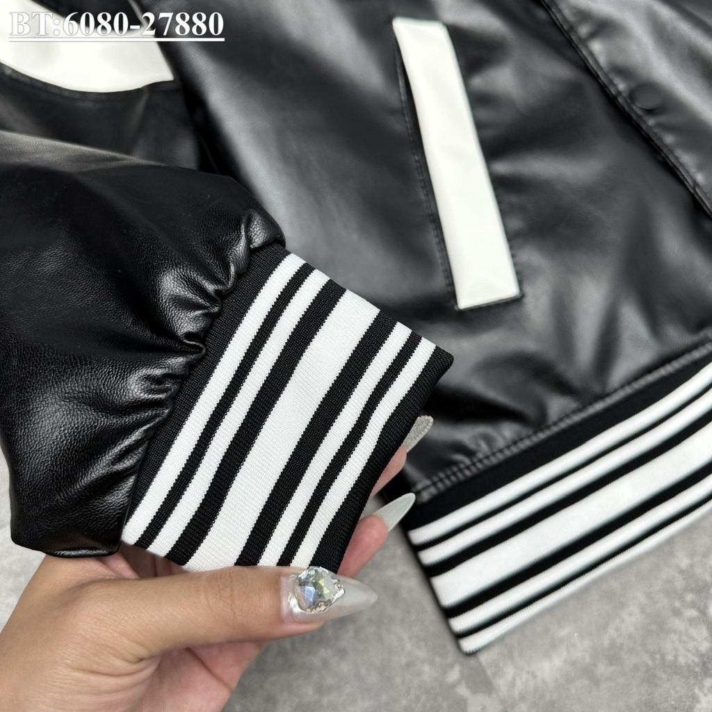 Áo khoác bomber nam Gì ven chỳ thêu da ngôi sao trắng 2 bên tay cực chất-Áo khoác da viền trắng form dáng cool ngầu