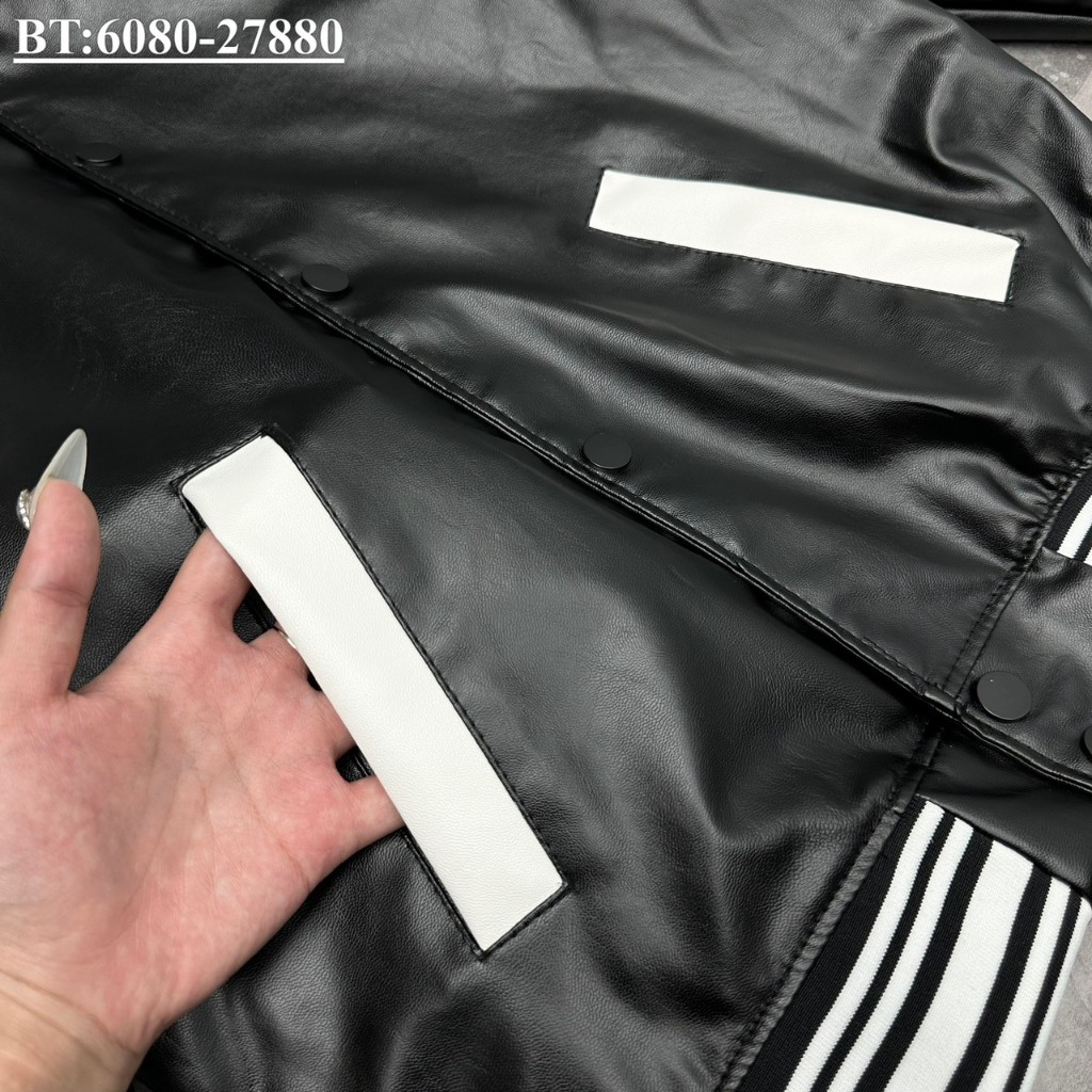 Áo khoác bomber nam Gì ven chỳ thêu da ngôi sao trắng 2 bên tay cực chất-Áo khoác da viền trắng form dáng cool ngầu