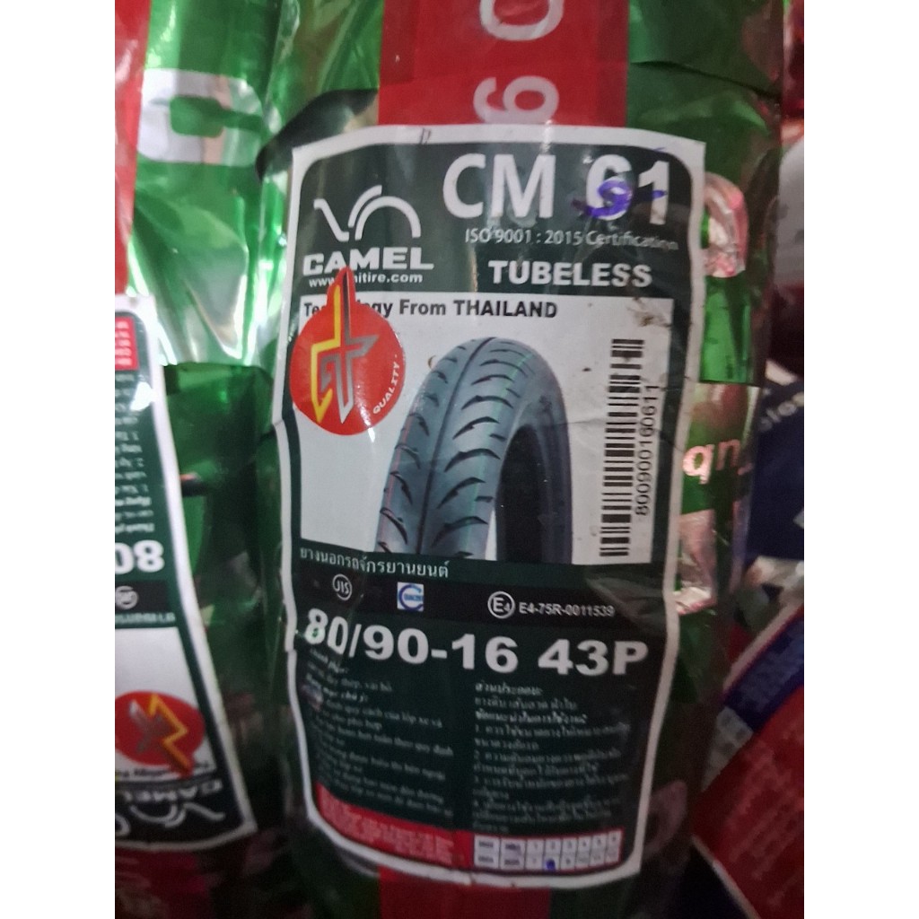 Vỏ Lốp không ruột xe SH mode size zin trước  80/90-16 và sau 100/90-14.