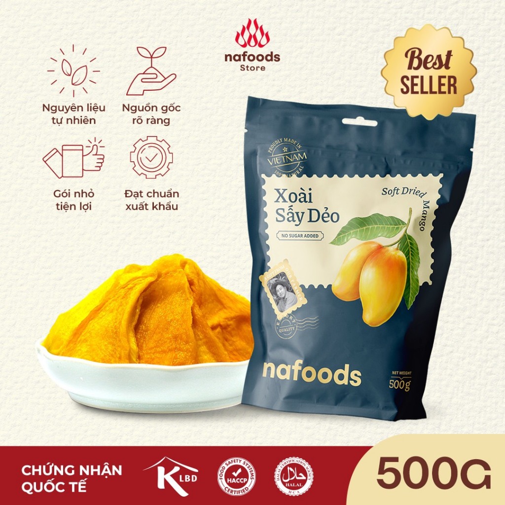 Xoài Sấy Dẻo Không Đường NAFOODS - Túi 500g