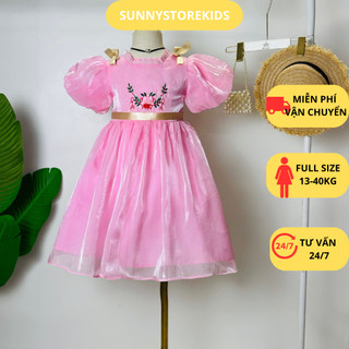Váy bé gái organza dáng xòe cực sang chảnh, đầm công chúa bé gái chất tơ organza thích hợp đi chơi, dự tiệc dễ thương