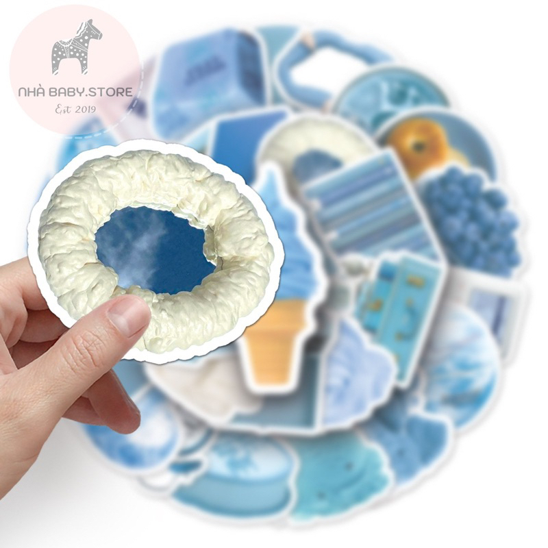 Combo 50 Sticker Blue Style chống nước sticker dán laptop, điện thoại, đàn guitar, mũ bảo hiểm, vali.