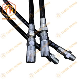 Bộ dây bơm mỡ bò mềm kèm ốc vú đầu bằng áp lực 3000psi Đai Loan - dài 300mm ren M10