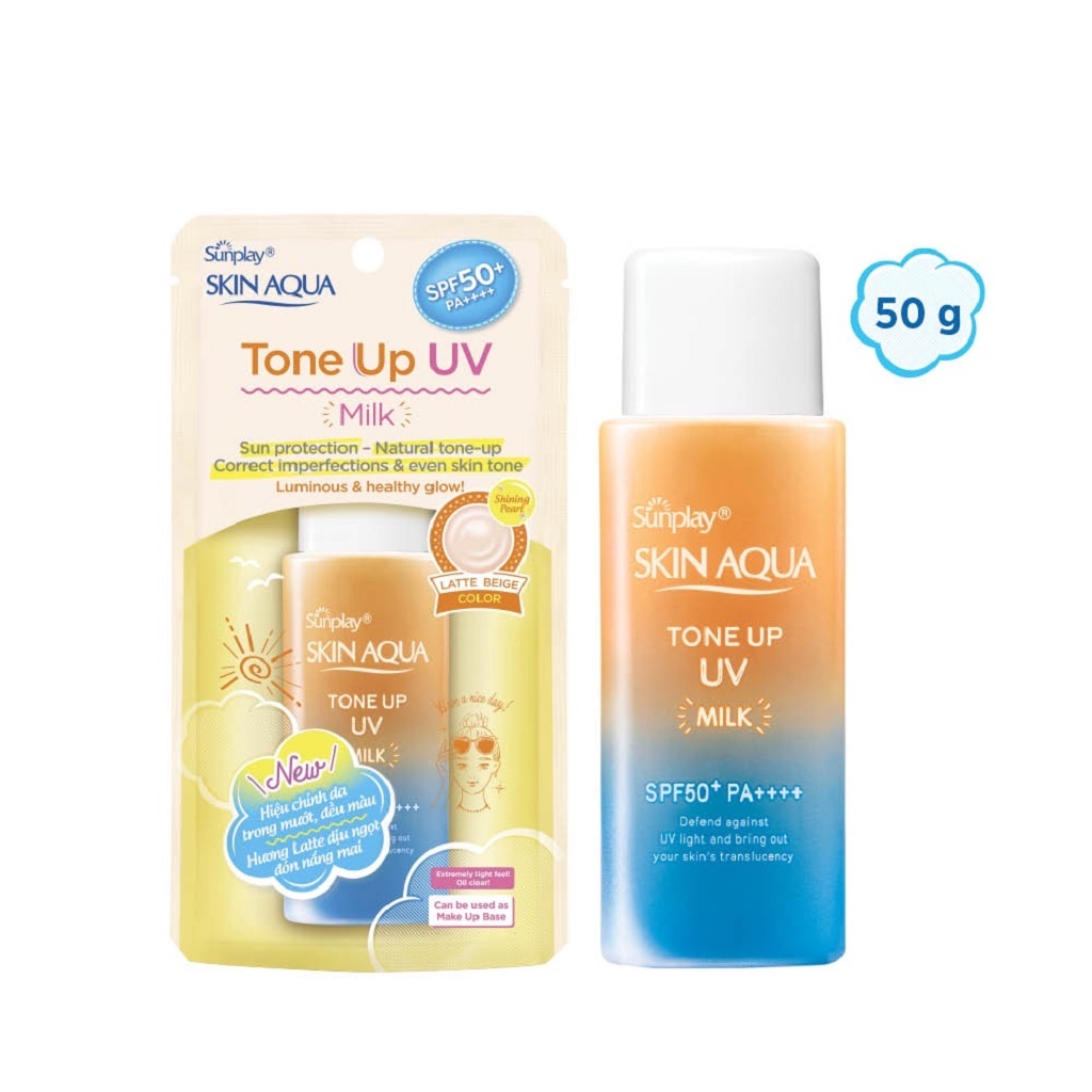 Sữa Chống Nắng Hiệu Chỉnh Sắc Da Sunplay Skin Aqua Tone Up UV Milk SPF50+ PA++++ 50g - LATTE BEIGE
