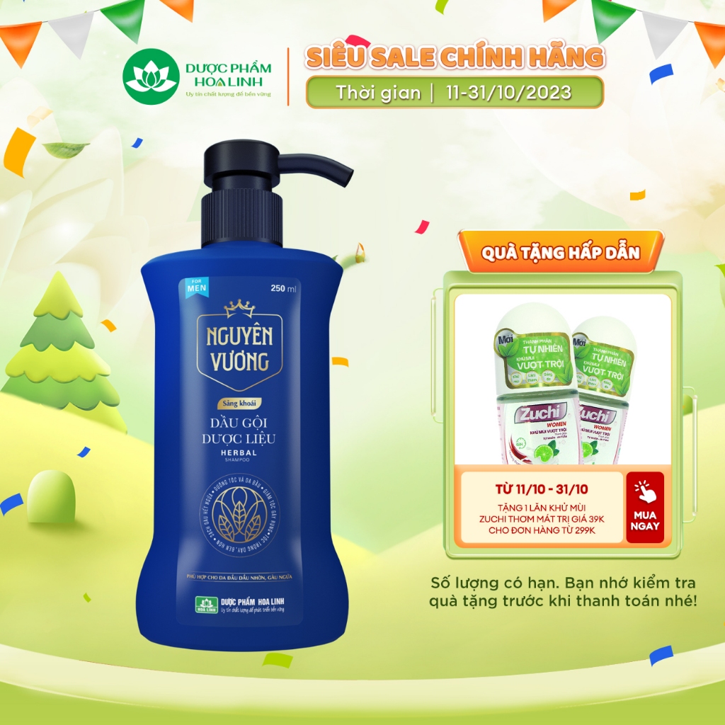 Dầu gội dược liệu Nguyên Vương Sảng khoái dành cho nam chai 250ml - Hương sảng khoái