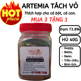 (MUA 3 TẶNG 1) Hủ 40G Artemia Tách Vỏ, Artemia Sấy Khô (dùng ngay) thức ăn cho Guppy, Betta, Neon, Mún - Thức ăn c