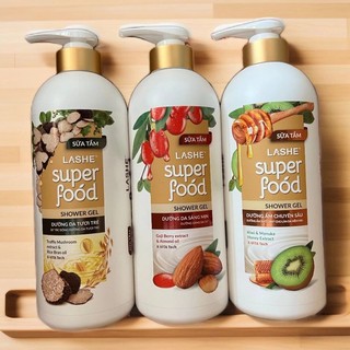 Sữa tắm Lashe Super Food 610g, chuyên sâu, sáng mịn, dưỡng da