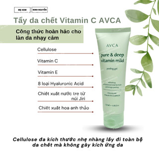 Tẩy da chết cho da nhạy cảm vitamin c avca 120ml