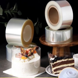 Cuộn 1kg mica cứng lót thành bánh mousse cứng cáp, chắc chắn cao 8cm, cuộn mica trong quấn thành bánh kem