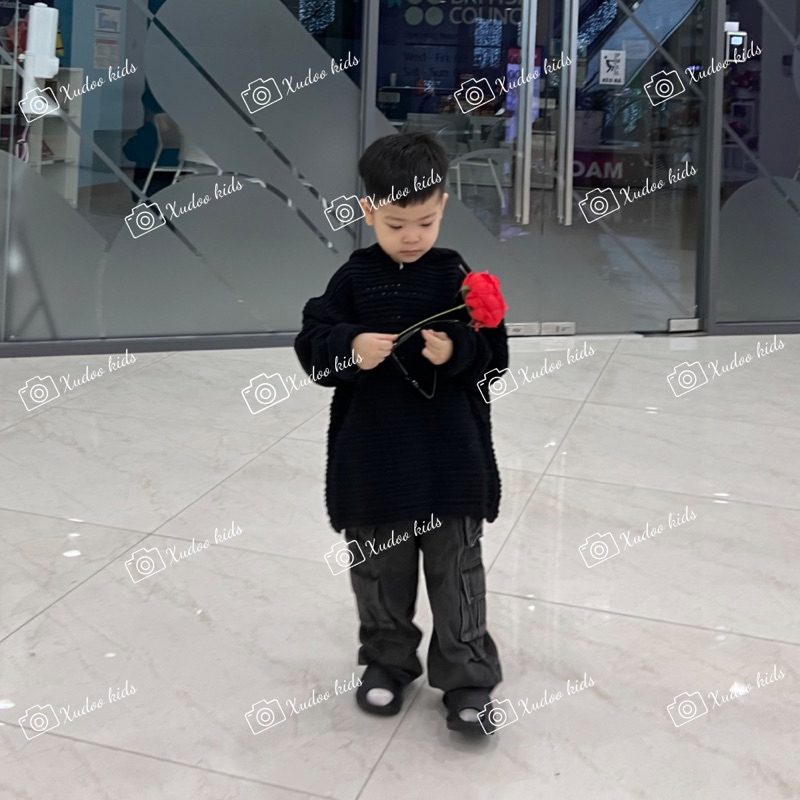 Quần Bò Jean Dài Ống Suông Cho Bé Trai Bé Gái, 2 Màu Xanh Và Đen, Co Giãn, Dễ Phối, Phong Cách Hàn Quốc - XUDOO KIDS