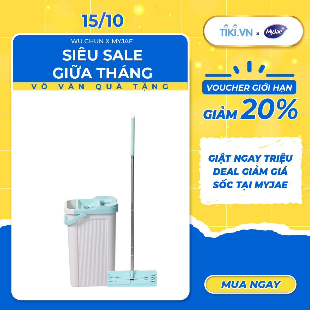 [Voucher 12% - đơn từ 0Đ]Bộ Lau Nhà MyJae Đài Loan Sợi Fiber Xoay 360 Độ Thông Minh 125cm