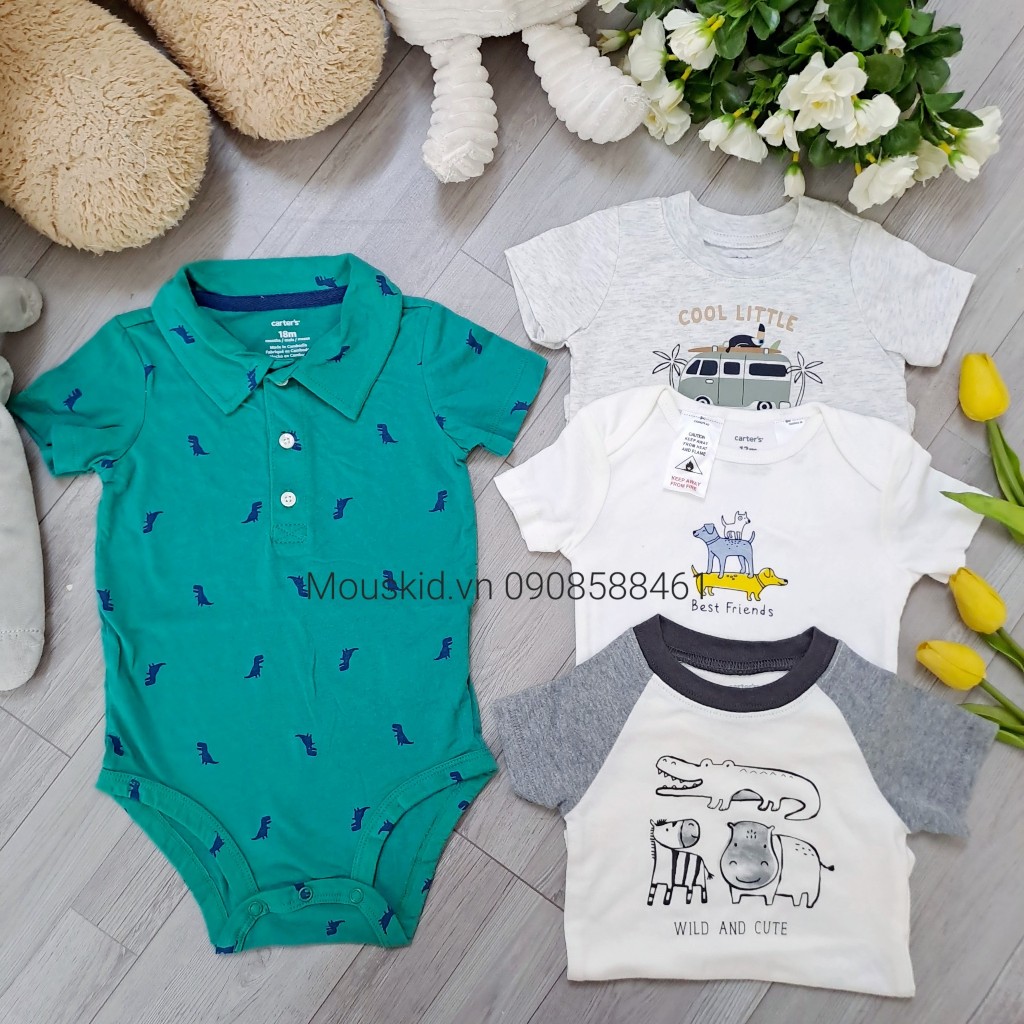Bodysuit cho bé trai bé gái bodychip hãng Carterr bộ đồ liền thân cho bé trai bé gá