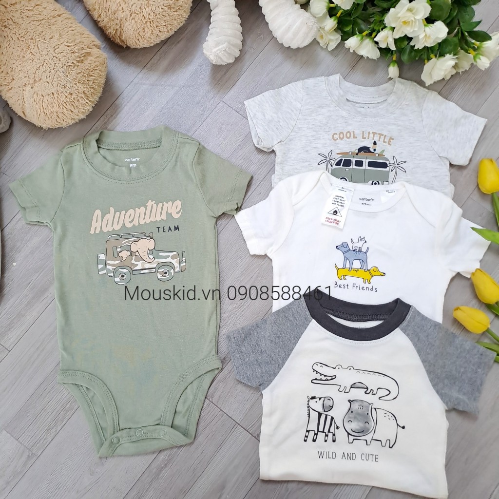 BODYSUIT CỘC TAY CAR.TER, BODY CHIP CỘC TAY MIX HÃNG CHO BÉ TRAI/GÁI