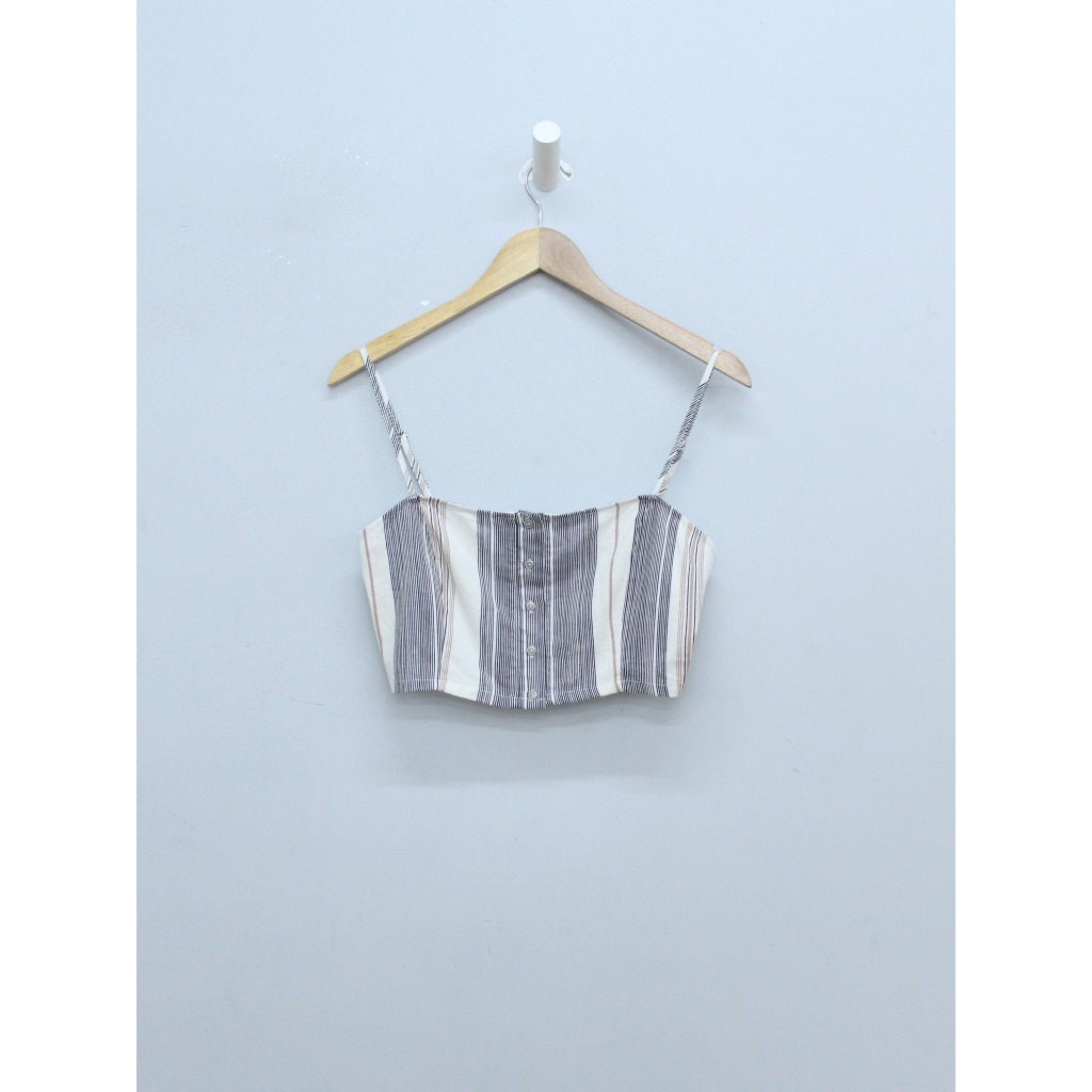 Q2653 - Áo thun croptop 2 dây, phối sọc dọc nhỏ