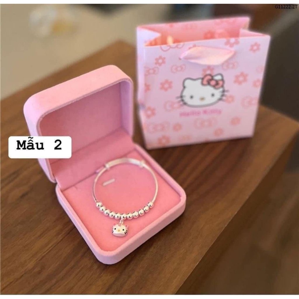 Vòng tay lắc tay cho bé túi in hình mèo kity hồng siêu dễ thương M203