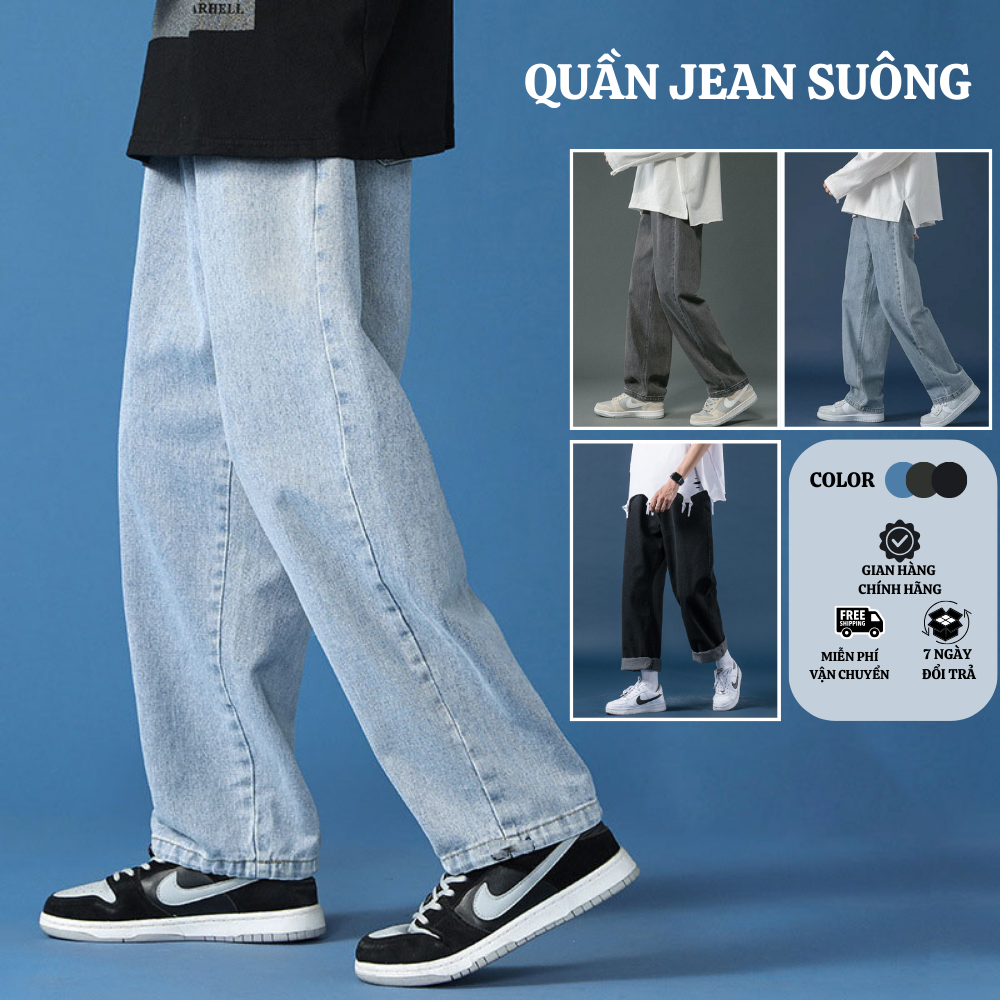 Quần jean nam ống suông rộng MIAA dáng dài có bigsize ,Quần bò nam form suông  cao cấp hottrend 2023 đủ size  85kg