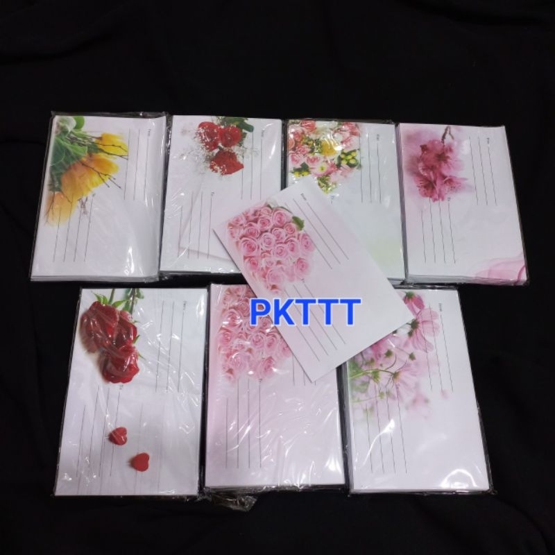 Xấp 20 Bao thư trắng in hoa cao cấp có keo dán miệng