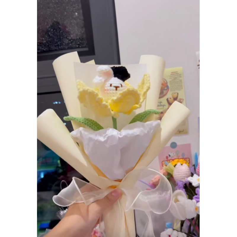 Hoa đầu thú bằng len
