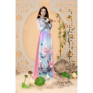Vải áo dài in hoa 3D