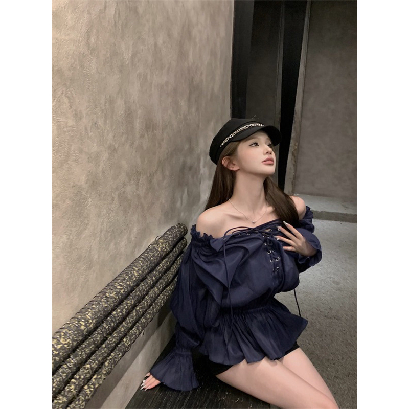 ROSALEE Áo trễ vai tay phồng đan dây - LEESY TOP