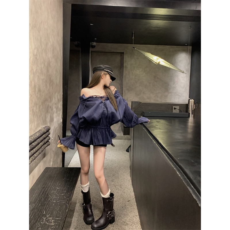 ROSALEE Áo trễ vai tay phồng đan dây - LEESY TOP