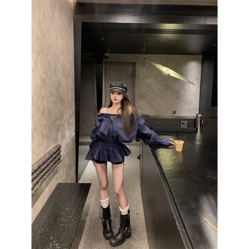 ROSALEE Áo trễ vai tay phồng đan dây - LEESY TOP