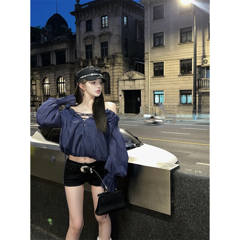 ROSALEE Áo trễ vai tay phồng đan dây - LEESY TOP