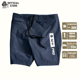 Quần bơi nam 2 lớp đùi trên gối chất thun poly kiểu họa tiết thoát nước tốt