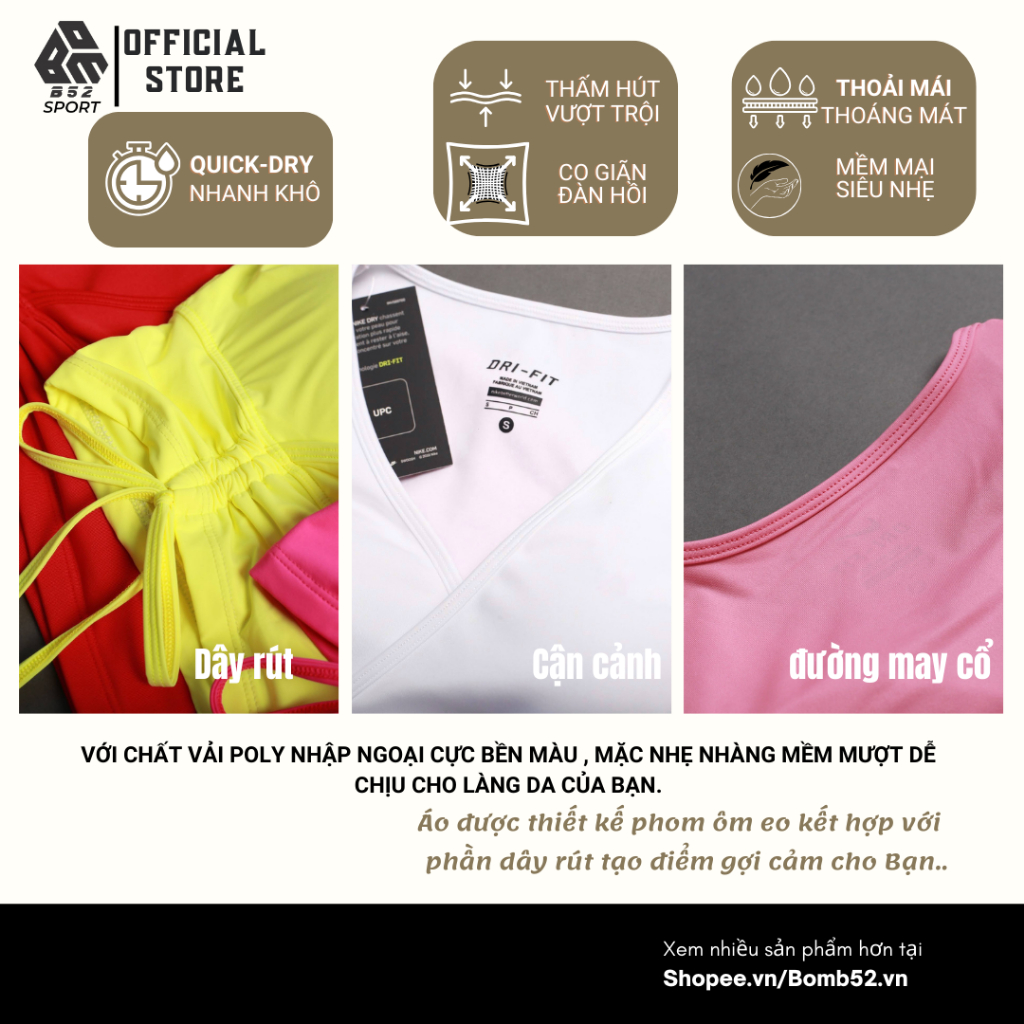 Áo croptop dây rút ôm body tập gym yoga thể thao tay ngắn có mút