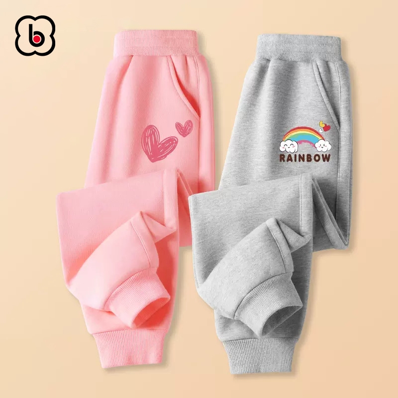Quần dài cho bé trai bé gái BabyloveGO mẫu mới 2023 quần thu đông chất nỉ da cá dáng thể thao in hình độc đáo