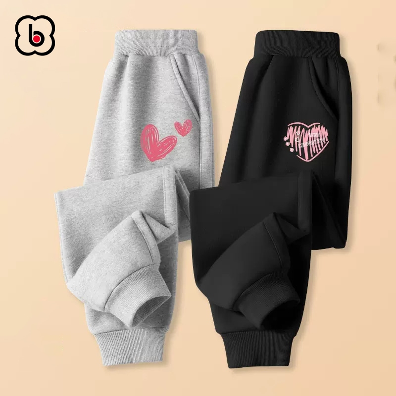 Quần dài cho bé trai bé gái BabyloveGO mẫu mới 2023 quần thu đông chất nỉ da cá dáng thể thao in hình độc đáo