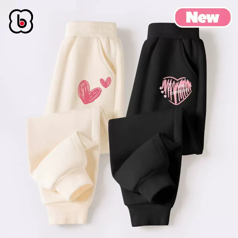 Quần dài cho bé trai bé gái BabyloveGO mẫu mới 2023 quần thu đông chất nỉ da cá dáng thể thao in hình độc đáo