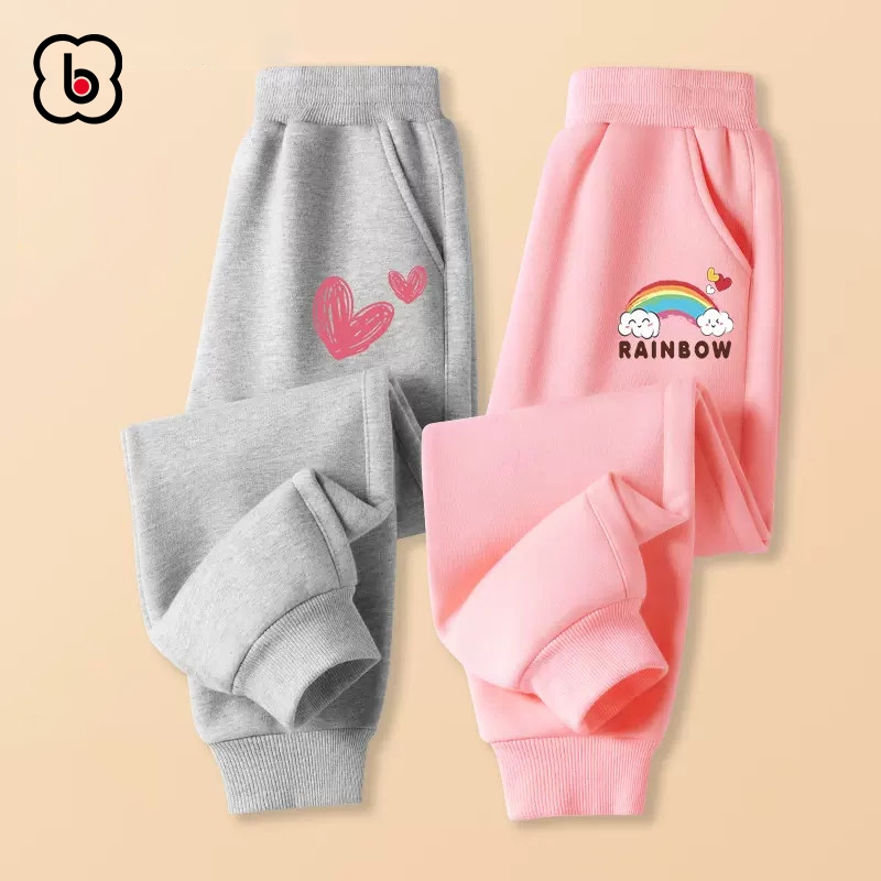 Quần dài cho bé trai bé gái BabyloveGO mẫu mới 2023 quần thu đông chất nỉ da cá dáng thể thao in hình độc đáo
