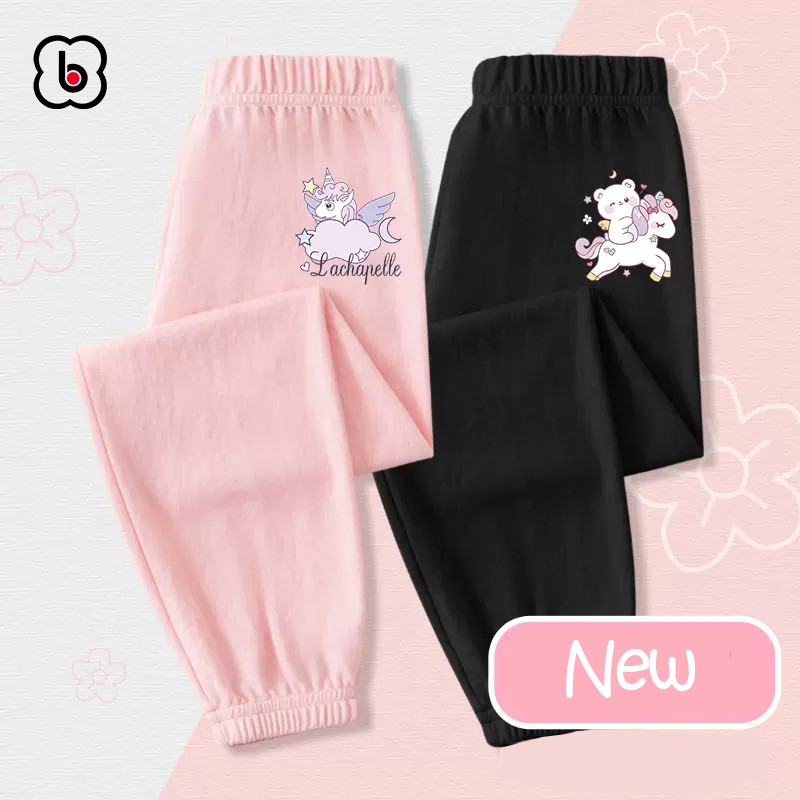 Quần dài bé gái BabyloveGO mẫu mới 2023 quần thu đông cho bé chất thun cotton dáng jogger in hình độc đáo