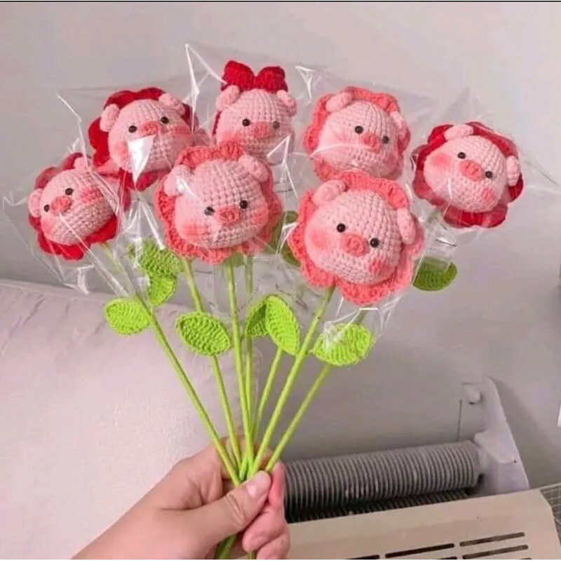 Hoa đầu thú bằng len