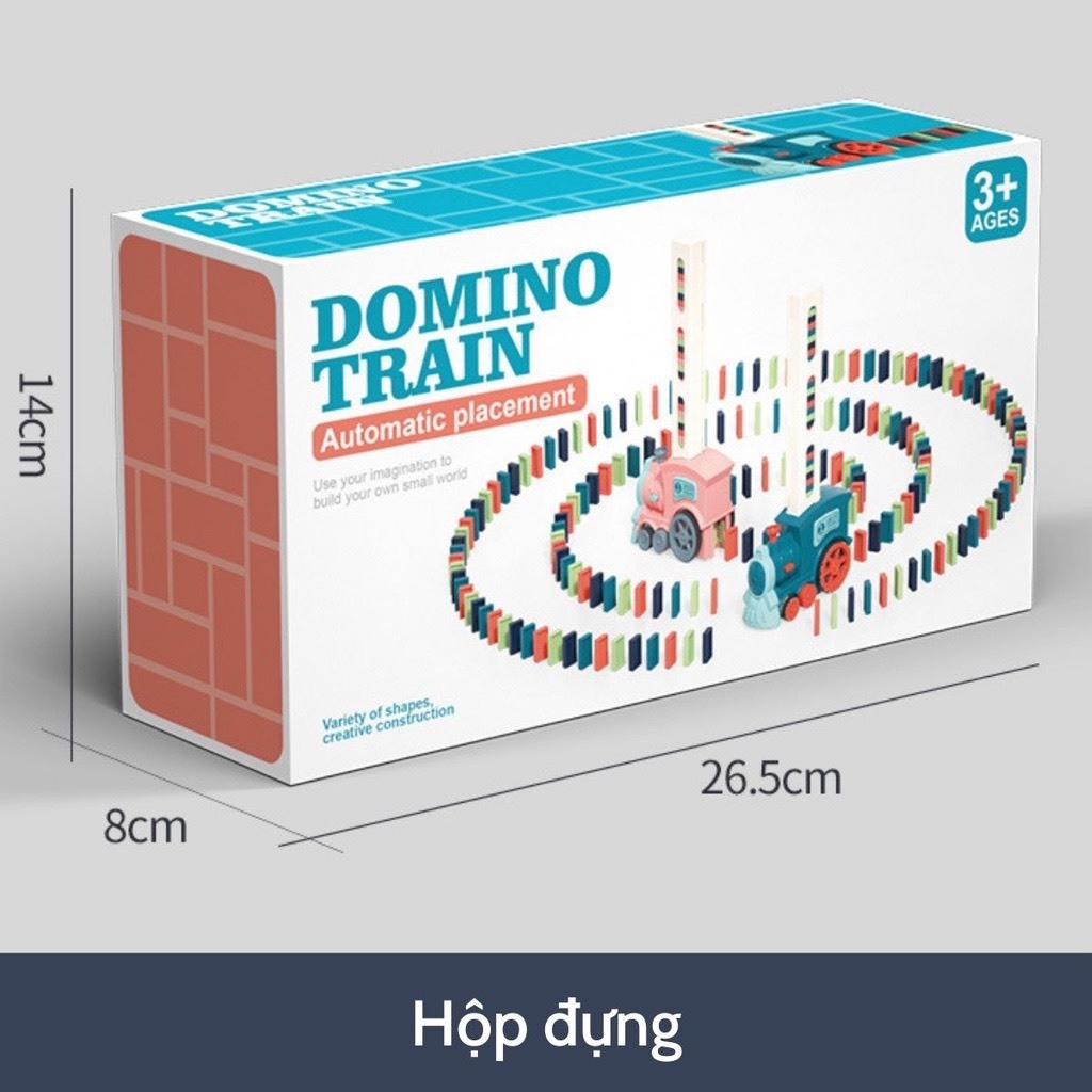 Đồ chơi tàu hỏa, xe lửa thả xếp Domino tự động, bộ tàu Domino chuyển động cho bé lắp ráp thỏa sức sáng tạo