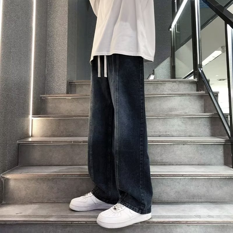 Quần jean ống rộng lưng thun dây rút Boin unisex baggy hiphop y2k bigsize dance hack dáng form rộng nam nữ dáng suông