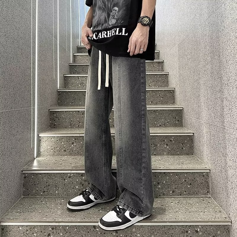 Quần jean ống rộng lưng thun dây rút Boin unisex baggy hiphop y2k bigsize dance hack dáng form rộng nam nữ dáng suông