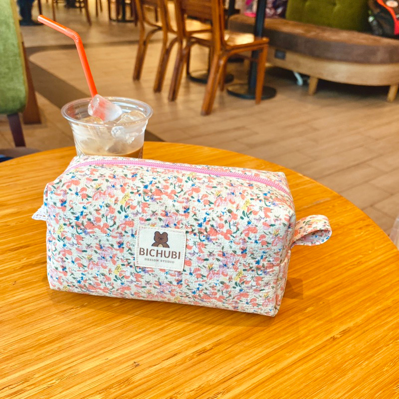 Túi đựng Mỹ phẩm pouch, bóp viết siêu đứng form chần bông handmade BICHUBI STUDIO