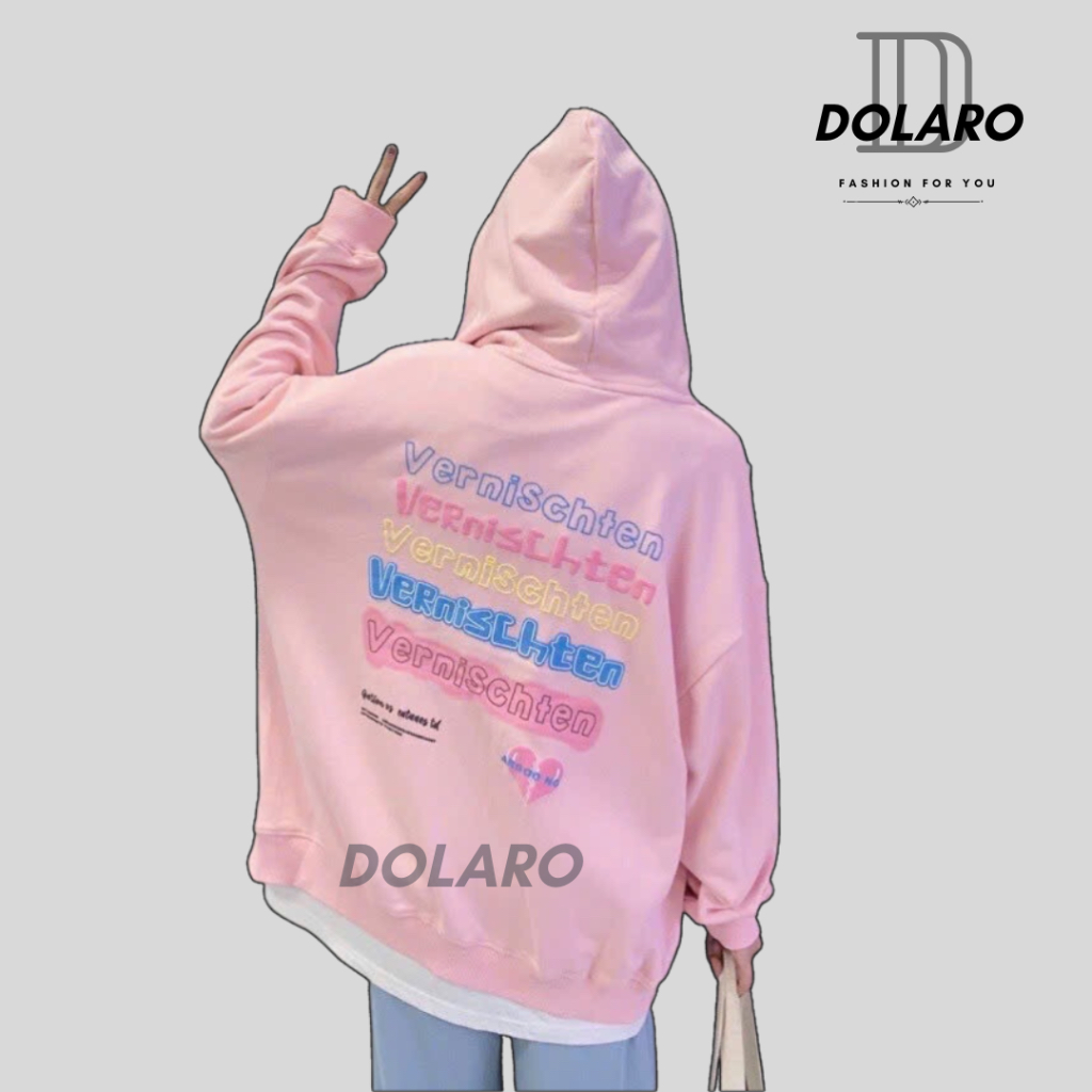 Áo khoác nỉ khoá kéo DOLARO chất liệu dày dặn cao cấp, áo hoodie nỉ zip kèm nón 2 lớp form rộng hàng chính hãng dolaro