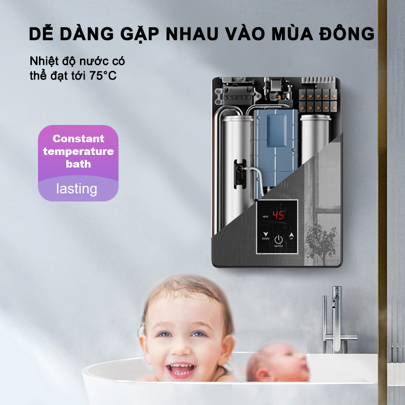 OOKAS Máy nước nóng điện  220 volt, máy nước nóng điện tức thì có thể điều chỉnh tự động