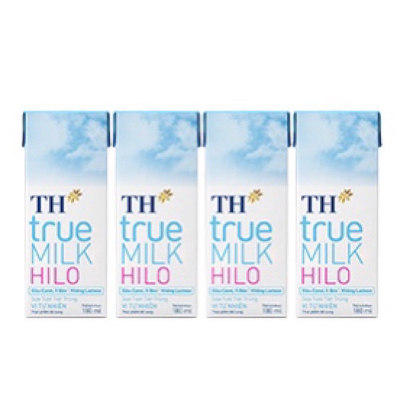 Lốc sữa tươi tiệt trùng TH True Milk HILO 4 hộp 180ml