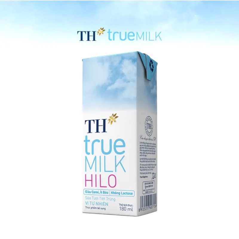 Lốc sữa tươi tiệt trùng TH True Milk HILO 4 hộp 180ml
