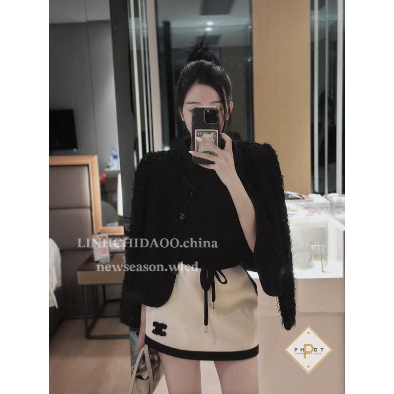 Chân váy len channel