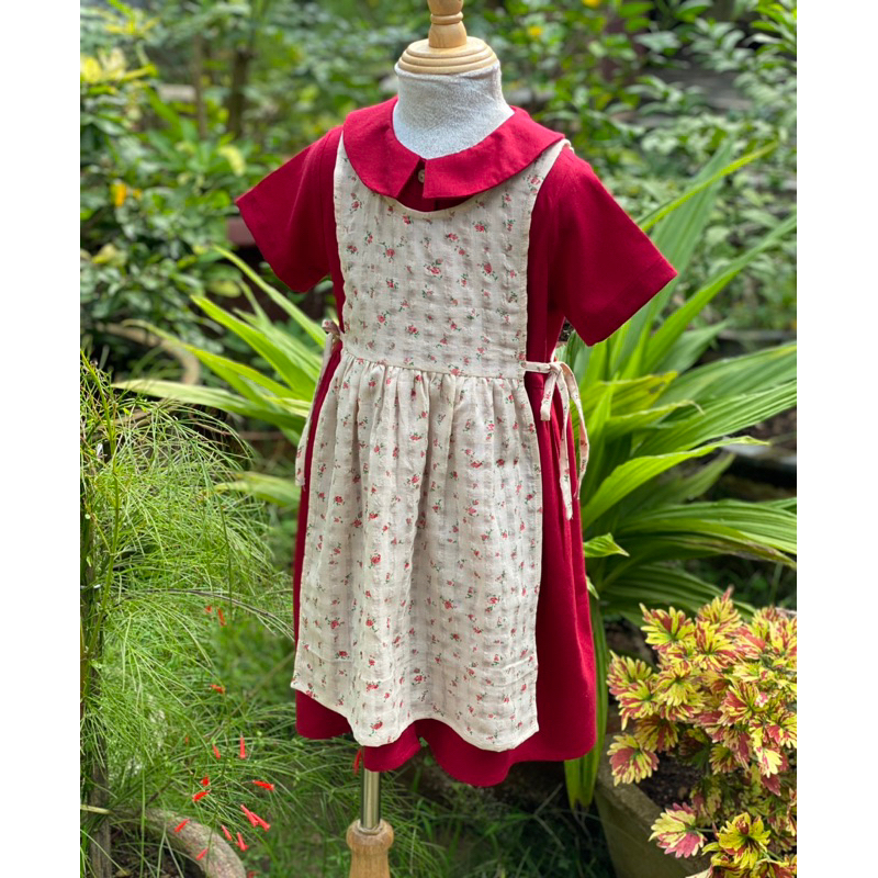 Set Đầm linen vintage kèm khăn