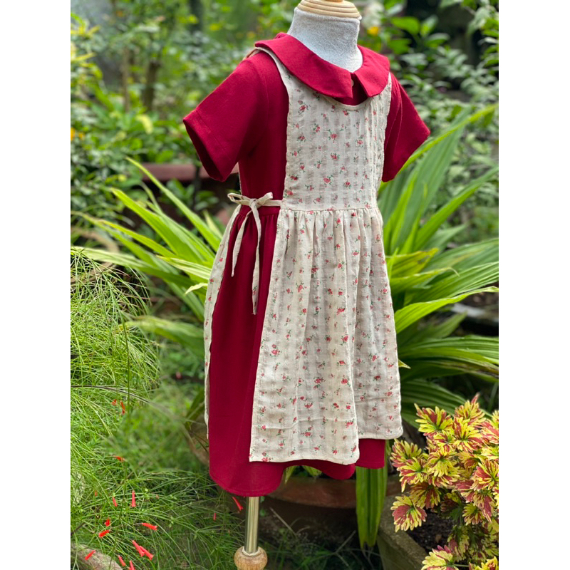 Set Đầm linen vintage kèm khăn