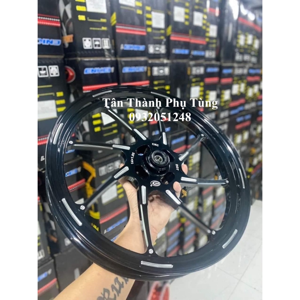 Mâm Vario CNC 8 cây BST: Đen bóng, Cam